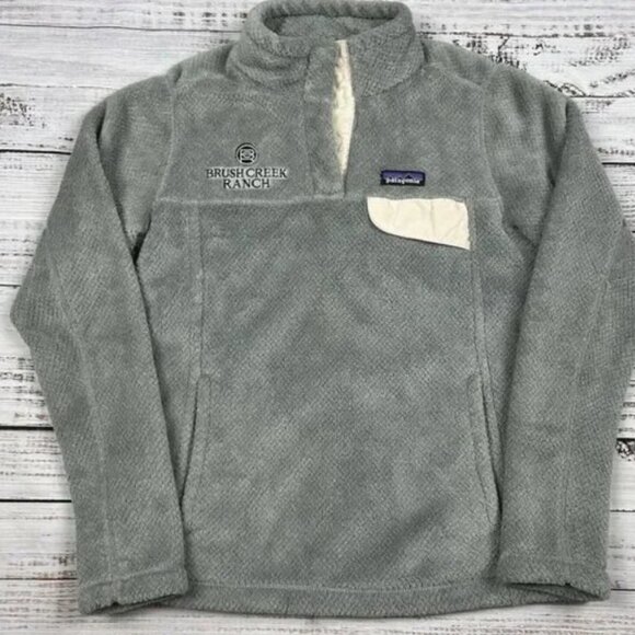 Womens PATAGONIA Re-Tool Snap-T Polartec Pro Fleece Gray Deep Pile Jacket Sz S - Picture 1 of 3